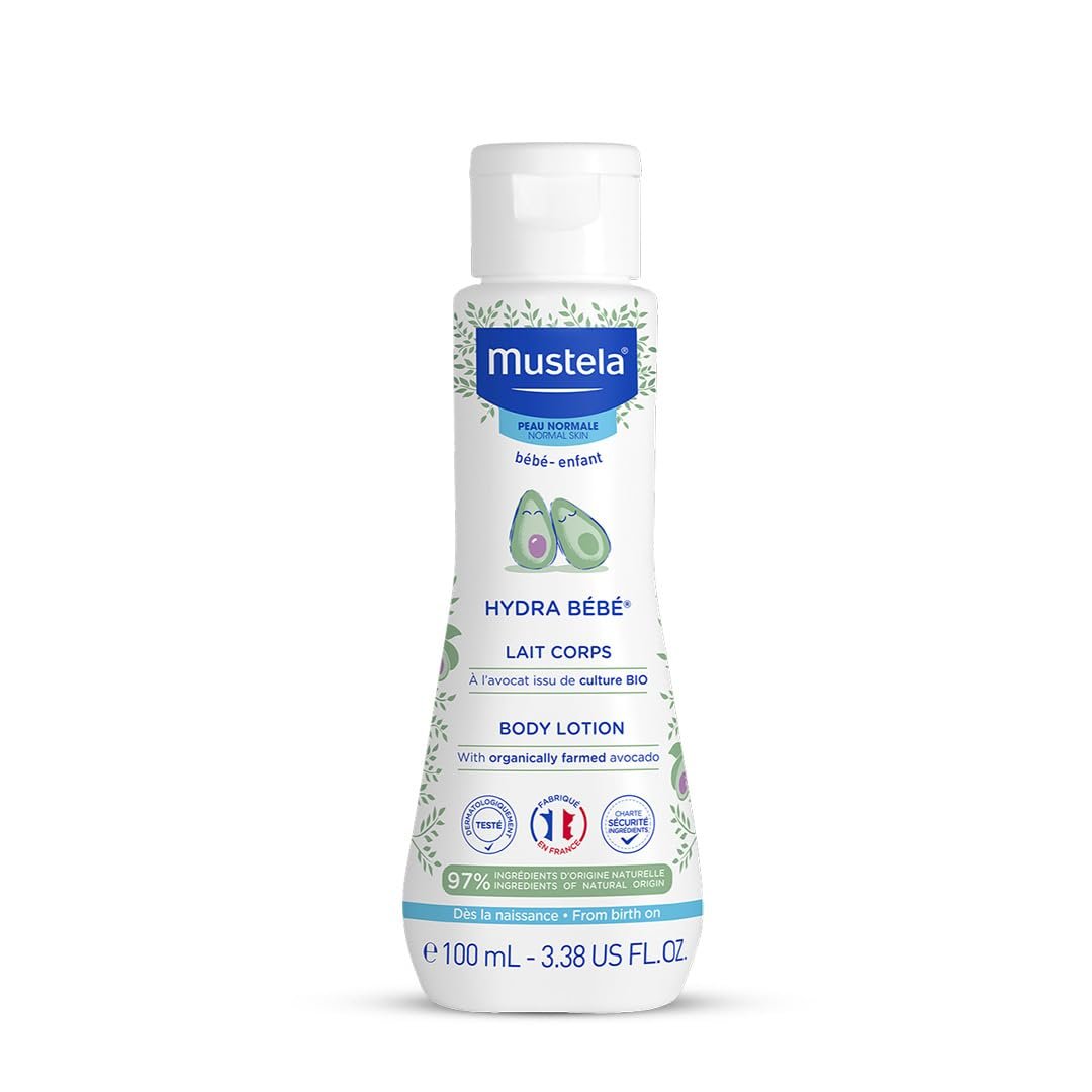 Mustela Hydra Bebe Body Lotion 100ml | Baby Cream & Moisturizer for Face & Body | Baby Body Lotion for Newborns 0–5 Years | Organic Skincare | Ideal for Normal Skin