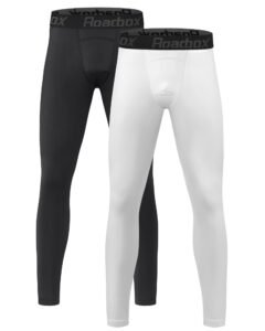 Roadbox 3/4 Boys’ Compression Pants – Youth Kids Running Leggings Sports Tights for Football Basketball Baseball