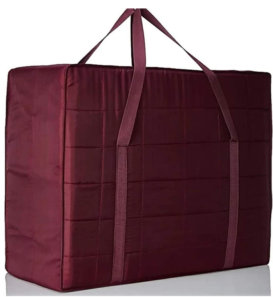 CUSTOMARY Nylon Double Bed Blanket Bag Cover/Saree Bag/Household Storage Bag With Water Proof Dust Proof, 54 x 34 cm, Multicolor