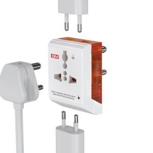 GM 3012 3-Pin Universal Multi Plug Fast Charging Travel Adapter | All-in-1 Worldwide Travel Adapter | Surge Protector | LED Indicator | Compact Design | Supports 150+ Countries | Safety Shutter