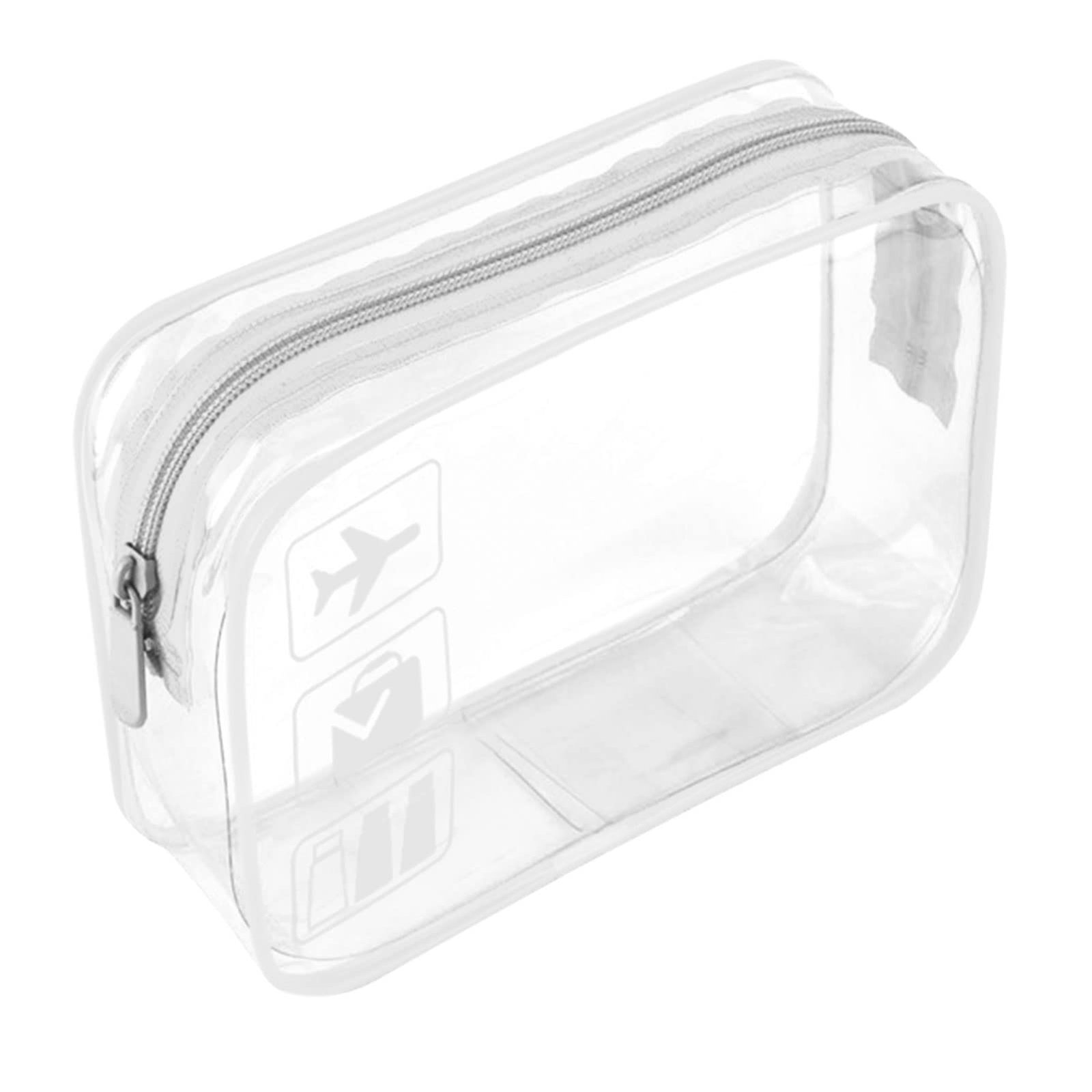 BEHAHAI Pvc Clear Travel Toiletry Bag – TSA Approved Quart Size, Airport Carry-On for Liquids, Cosmetics, Shower Essentials – Transparent Plastic Pouch, White