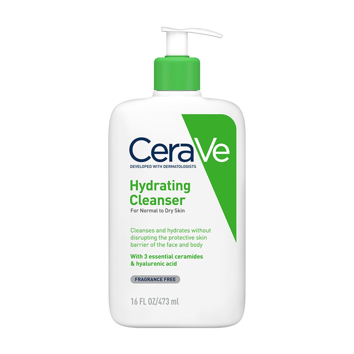 CeraVe Hydrating Cleanser For Normal To Dry Skin (473ml) – Non-Foaming Face Wash with Hyaluronic Acid And Ceramides | Non-Comedogenic, Non-Irritating And Fragrance-Free Cleanser