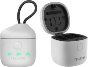 TELESIN Battery Charger 3-Channel USB Battery Quick Charger with Type-C Cord Compatible with GoPro Hero 11/10/9 Black (Only Charger – White)