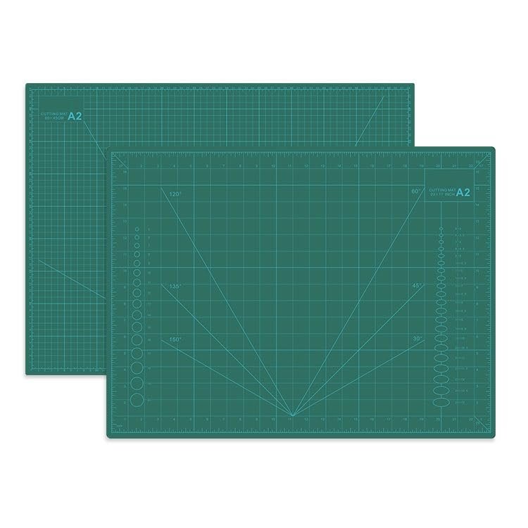 Qatalitic Flexible Cutting Mat, A2 Size (23 X 17 inch), Self-Healing, 5 Layered, Double Sided with Marked Pattern and Grids (Green) Polyvinyl Chloride