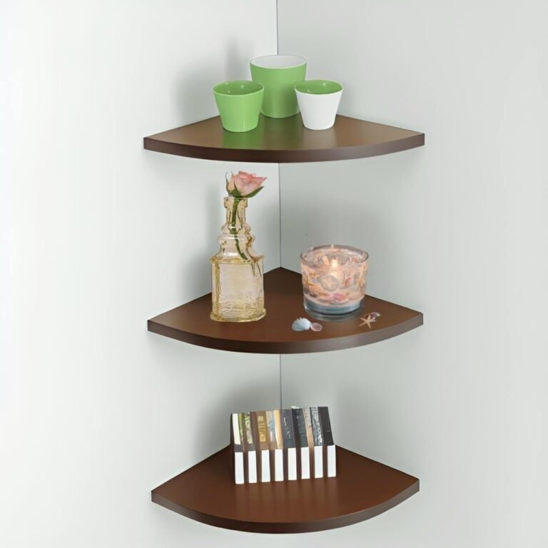 Dime Store Engineered Wood 3-Tier Floating Rack Shelf for Living Room Corner Shelf Decorative Rack Shelf Organizer | Storage Shelf for Living Room & Bedroom Display Rack for Storage (Brown)