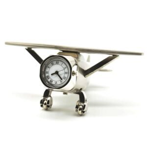 ZAHEPA Aeroplane Miniature Table Clock & Paper Weight – Stylish Analog Desk Clock with Roman Numerals, Vintage Home Office Decor & Corporate Gift