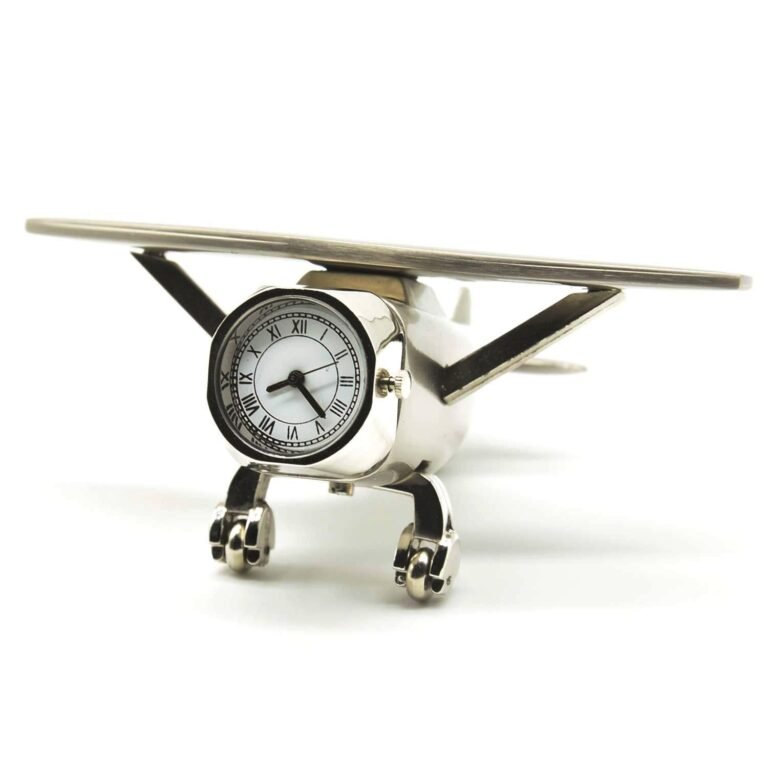 ZAHEPA Aeroplane Miniature Table Clock & Paper Weight – Stylish Analog Desk Clock with Roman Numerals, Vintage Home Office Decor & Corporate Gift