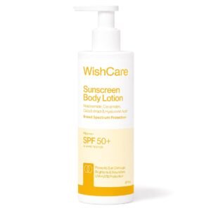 WishCare Sunscreen Body Lotion with SPF 50 PA++++ In- Vivo Tested | Body Sunscreen SPF50 With Broad Spectrum UVA & UVB Protection, No White Cast | With Carrot Seed & Raspberry | For All Skin Types | For Women & Men | 200ml