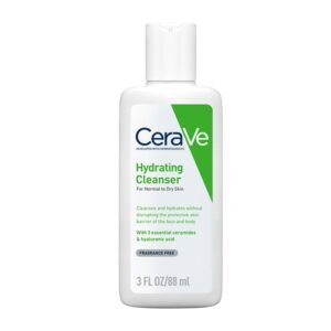 CeraVe Hydrating Cleanser For Normal To Dry Skin (88ml) – Non-Foaming Face Wash with Hyaluronic Acid And Ceramides | Non-Comedogenic, Non-Irritating And Fragrance-Free Cleanser