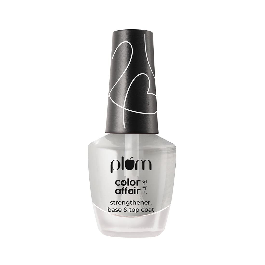 Plum Glossy Finish Color Affair 3-in-1 Strengthener Base & Top Coat | 7-Free Formula with AHA & Avocado Oil | 100% Vegan & Cruelty-Free Nail Care | 11ml