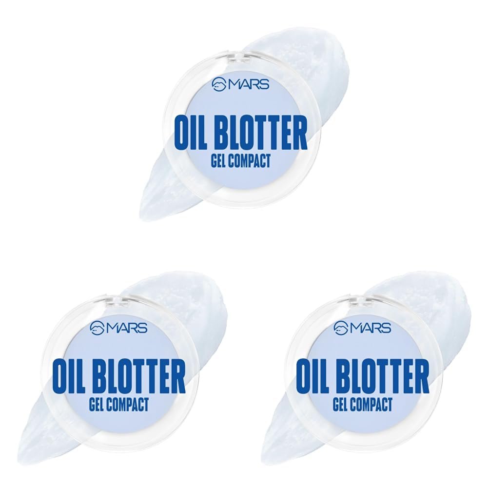MARS Oil Blotter Gel Compact for Oily Skin with Puff Applicator | Instant Oil Control | Matte Finish Compact | Travel Friendly | For Summers, Weddings, Parties (5 gm) (Pack of 3)