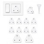 PROTOWARE 12 Piece Baby Safety Child Proofing Electric Socket Plug Guards Switch Board Cover with Removal Pin (White)