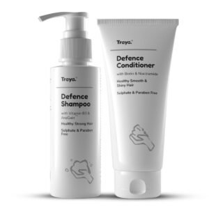 Traya Defence Shampoo & Conditioner – Ayurvedic Hair Care | Shampoo with Vitamin B3 & Pea Protein + Conditioner with Argan Oil & Biotin