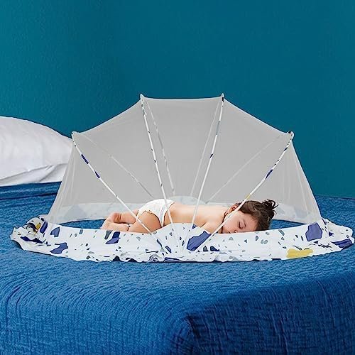 LifeKrafts Foldable Baby Mosquito Net for Bed | Bottomless Portable Net for Newborns & Infants (0–24 Months) | 360° Insect Protection | 110 × 55 × 60 cm | Safe Sleep Net for Baby | Color Pattern