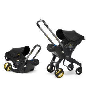 Doona Baby Car Seat & Travel Stroller Nitro Black – Convertible 0+ Car Seat and Pram with 5 Point Safety Harness – Ergonomic Pushchair and Travel System – ISOFIX Base Sold Separately