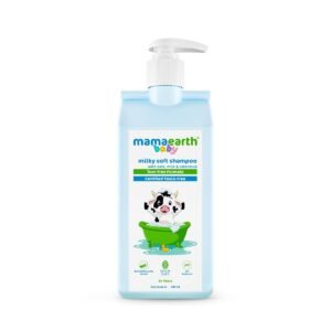 Mamaearth Milky Soft Shampoo For Babies – 400 ml | Infused with Oats, Milk and Calendula | Gently Cleanses Hair, Balances Scalp pH & Makes Hair Soft & Smooth