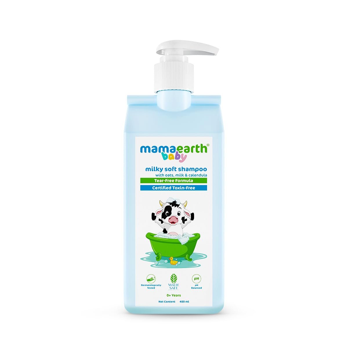 Mamaearth Milky Soft Shampoo For Babies – 400 ml | Infused with Oats, Milk and Calendula | Gently Cleanses Hair, Balances Scalp pH & Makes Hair Soft & Smooth