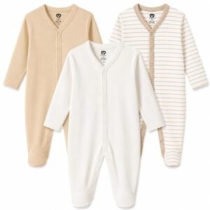 EIO 100% Cotton Baby Rompers Sleepsuits Jumpsuits Night Suits for Newborn Baby Boys & Girls | Soft Infant Bodysuit | Pack of 3 Kids Rompers