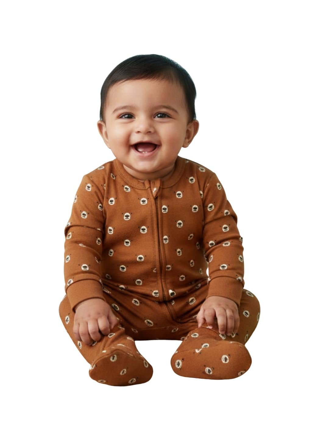 The Mom Store Baby Zipper Romper For Boys And Girls | Cotton | Soft And Comfortable Infant Bodysuit | Trendy Stylish Sleepsuit Nightsuit For Newborn Baby | Printed | Unisex Sleep Wear