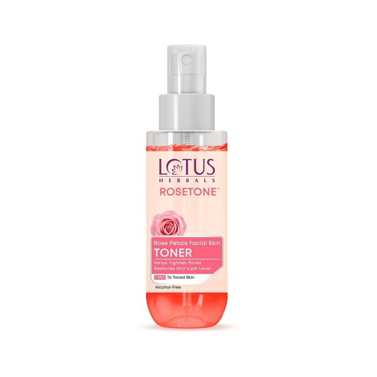 Lotus Herbals Rosetone | Helps Tighten Skin Pores | Restores Skin’s pH level | Hydrates Skin | Rose Water, Aloe Vera and Tulsi Extract | Alcohol Free | 100ml
