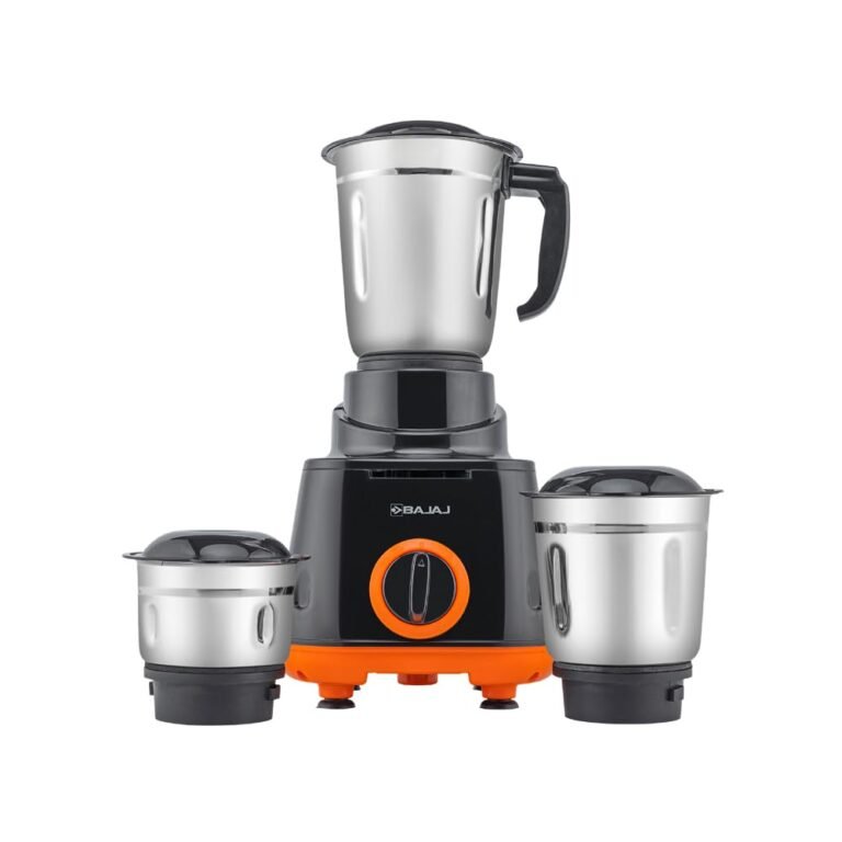 Bajaj Rex 500W Mixer Grinder | 3 Stainless Steel Jars with Multifunctional Blades | Nutri-Pro Feature for Efficient Grinding & Blending | Adjustable Speed Control | 1 Year Warranty | Black & Orange