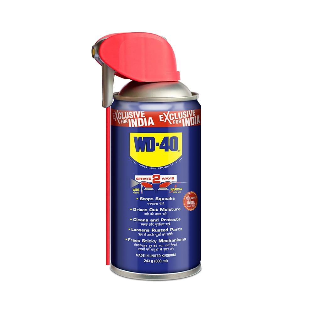 WD-40 Smart Straw 300ml | Multipurpose Spray to Clean Rust, Limescale,Jams, Stains, Hinges, Chains and Surfaces | All Purpose Cleaner for Home Improvement, Loosen Stuck & Rusted Parts | From Pidilite