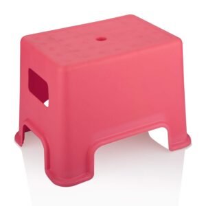 Asian Plastowares Recto Stool for Bathroom | Multipurpose Comfort Seating | Plastic, Durable, Anti-Skid, Lightweight | Pink