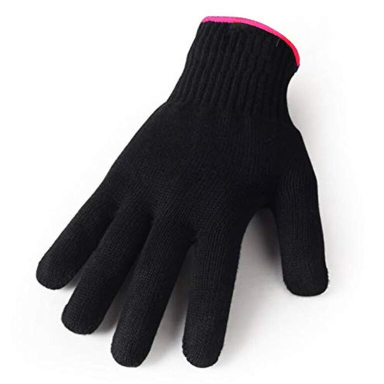 AFT90 Heat Resistant Gloves For Hair Styling, Curling Iron, Flat Iron And Curling Wand, Black, Pink Edge, 1 Pack