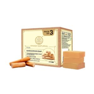Khadi Natural Sandalwood Soap | Bathing Bar with Essential Oils | Calms and Nourishes Skin | For Smooth, Healthy Glow | Suitable for All Skin Types | Pack of 3 (125g x 3) | 375g