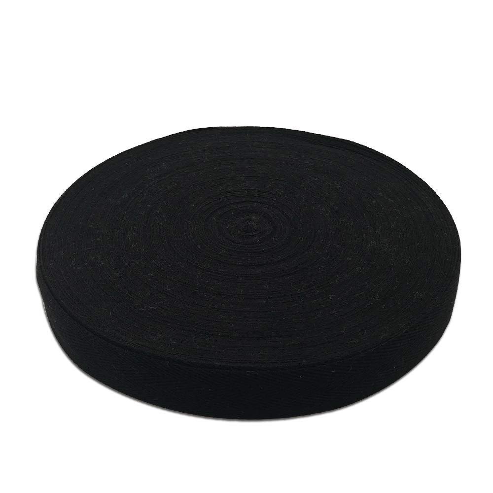 Natural Cotton Twill Tape 50 Yards 1 Inch Black, Double-Fold Herringbone Pattern, Soft, Durable, Perfect for Bunting, Wedding, Birthday Parties