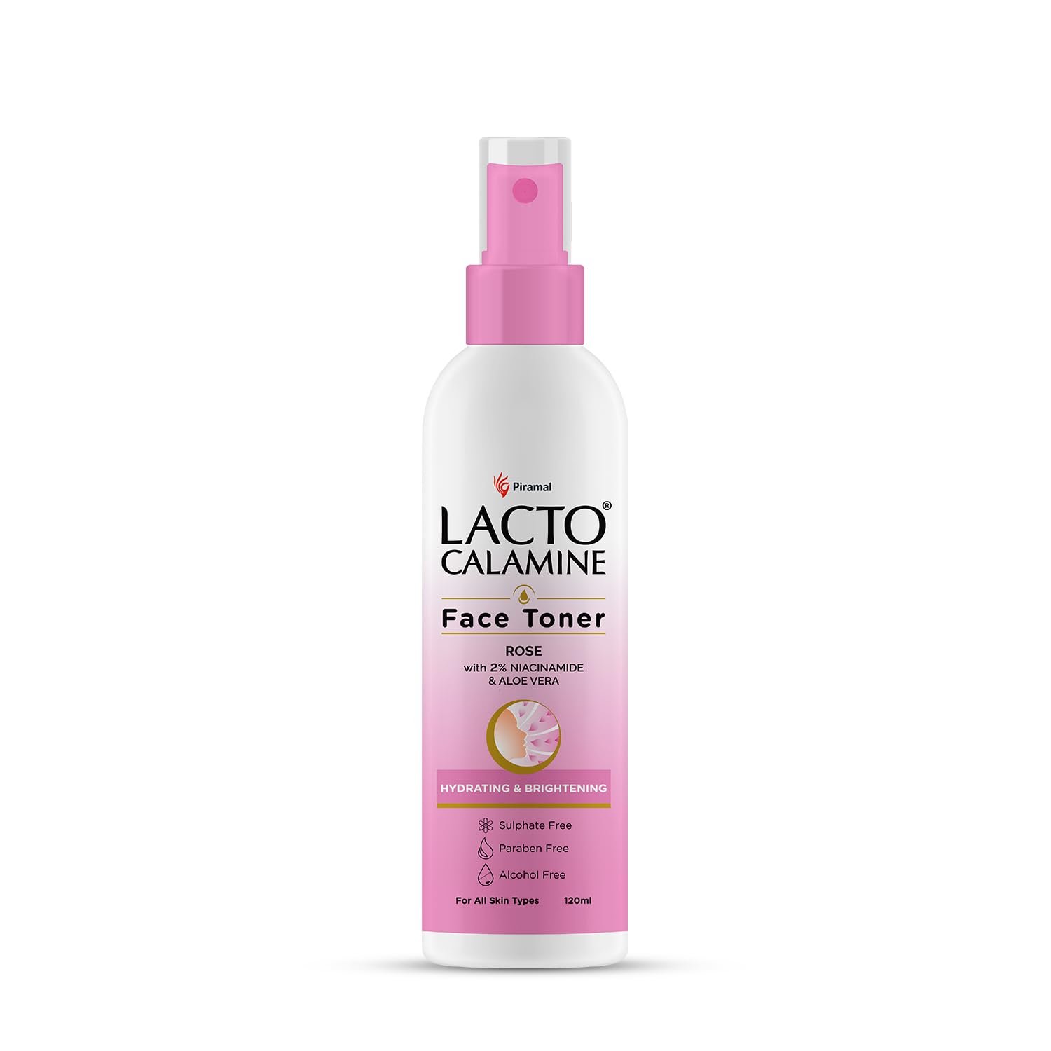 Lacto Calamine Rose Water Toner For Glowing Skin | 120ml | Gulab Jal Face Toner | Rosewater with Aloe Vera & 2% Niacinamide | Cleanses, Hydrates & Moisturises Skin | No Sulphate, Alcohol, & Parabens