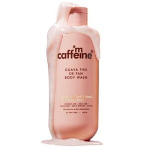 mCaffeine 1% Glycolic Acid Detan Body Wash 300ml | 2% Niacinamide, 3% Kojic Acid-Glutathione | Bodywash for Women & Men| Brightens, Hydrates, Reduces Dark Spots & Evens Tone | Guava Shower Gel for Dry Skin