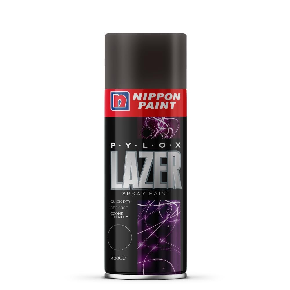 Nippon Paint Pylox Spray Paint (400ML, Glossy Black)-Quick Drying & Low Odor Aerosol Paint for Wood Metal Plastic Glass-Multipurpose DIY Paint for Art Craft Furniture Home Decor Automotive