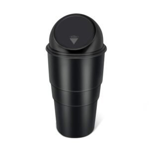RADIANT Plastic Car Dustbin | Press-Top Dustbin For Car |Trash Bin | Car Bin Mini | Portable Trash Can, Home, Office (Black)