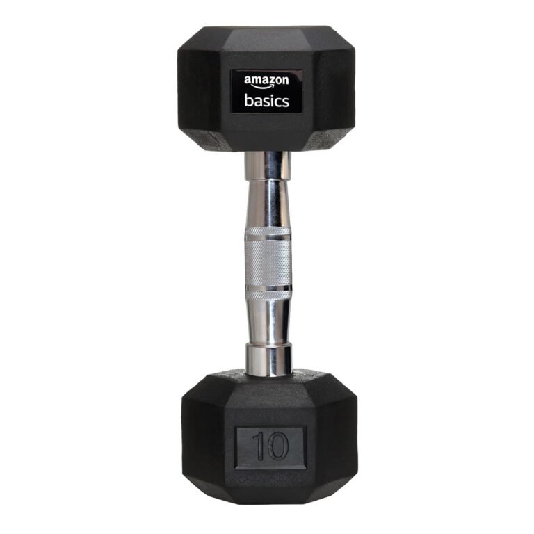 amazon basics Rubber Encased Hex Dumbbell Weight Set Of 1, 10 Kg, Black