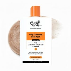 Chemist At Play Exfoliating Body Wash 236ml | Detans, Fights Body Acne, Strawberry Skin | 4% (Salicylic Acid, Vitamin E & Lactic Acid) | Non-drying | Gentle Exfoliating Shower Gel | For Men & Women