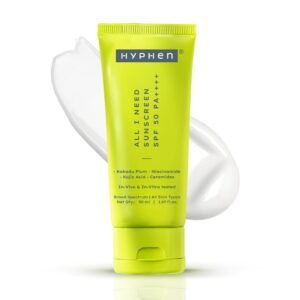 Hyphen All I Need Sunscreen SPF 50 PA++++ | With New-Gen UV Filters | No White Cast | In-Vivo Tested | Brightens,Hydrates| Lightweight Non-Greasy UVA/UVB Protection | For All Skin Types | Women & Men | 50ml