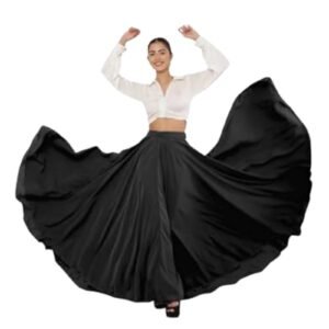 JYESHTA Women’s American Crepe Flared A Line Stitched Long Skirt with 12 Mtr Flare 40 in Height | Skirts for Women Long Length | Long Skirts for Girls