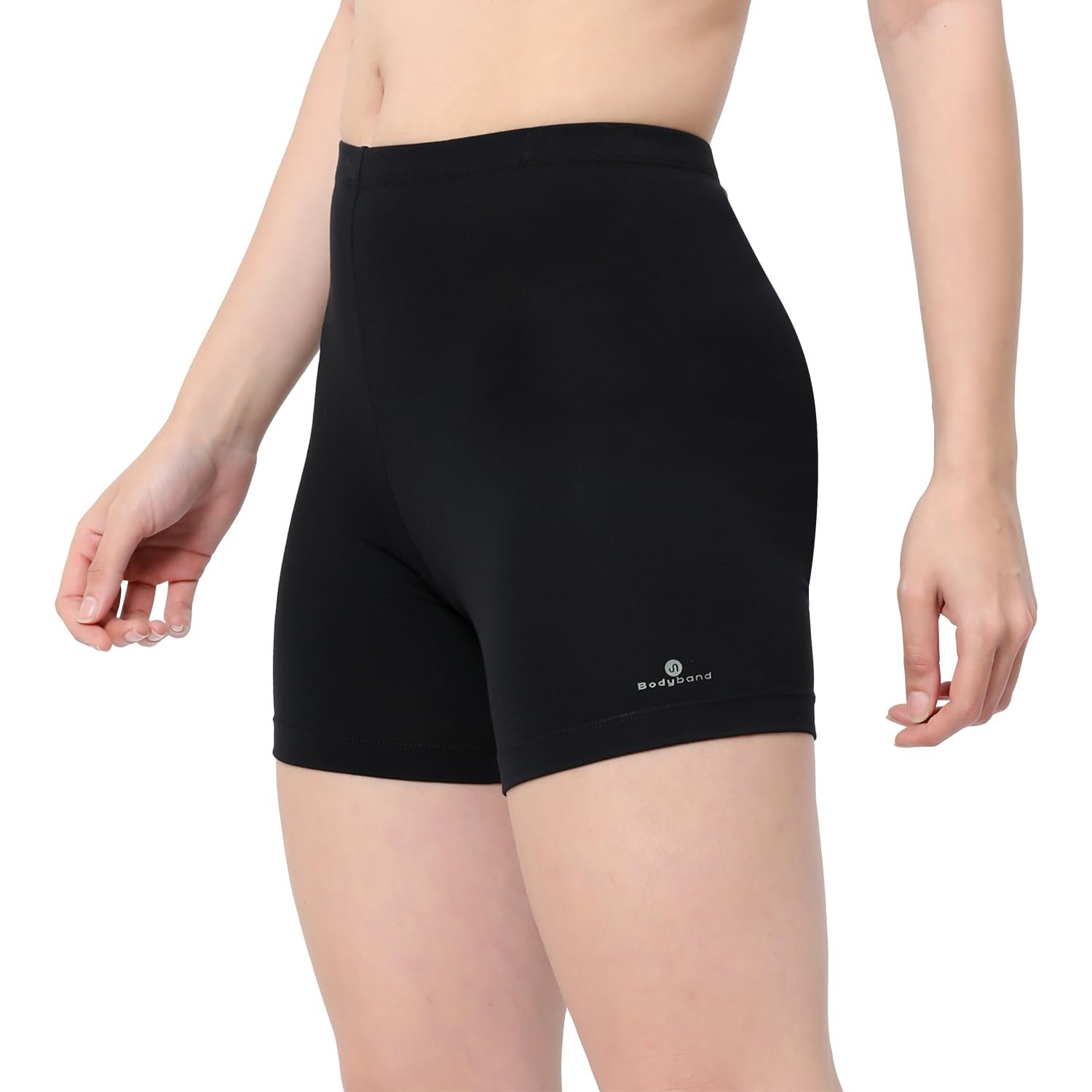 Bodyband Cycling Shorts for Woman mid Waist Stretchable Seamless Shorts for Women, Skin Fit Tights for Gym, Running, Cycling, Yoga Shorties for Womens & Girls