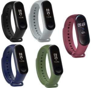 INEFABLE Mi Band 3 and 4 Straps Original for Mi Band M3 and M4 Wristband Strap Soft Silicone Adjustable Band Strap