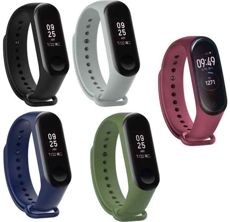 INEFABLE Mi Band 3 and 4 Straps Original for Mi Band M3 and M4 Wristband Strap Soft Silicone Adjustable Band Strap