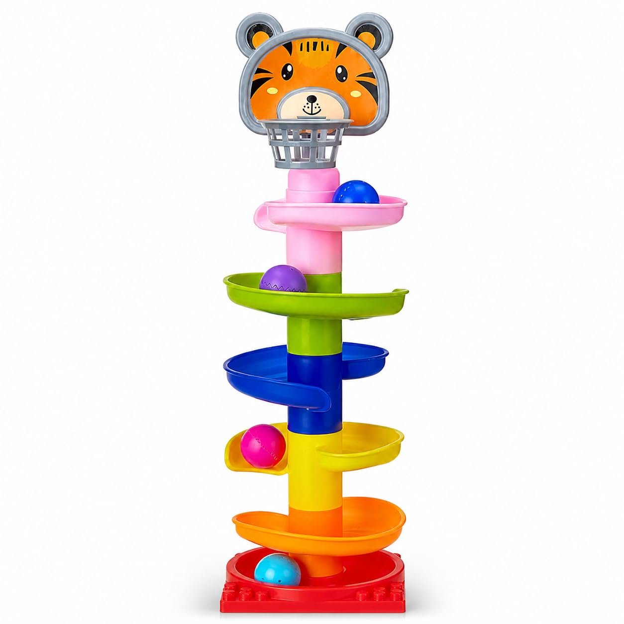 Amazon Brand – Jam & Honey Rolling & Swirling Ramp Drop Toy for Kids 3+ Years, 5-Layer Ball Drop Track with 4 Balls, Early Learning Activity Toy, BIS Certified Safe