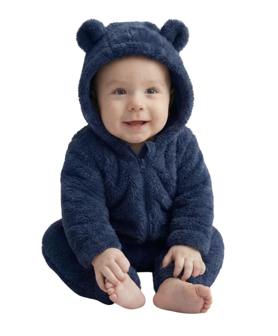 BABYZONE Soft Fleece Baby Romper with Hood For NewBorn Baby Clothes Spring Babies Romper Climbing Jumpsuit With Zipper