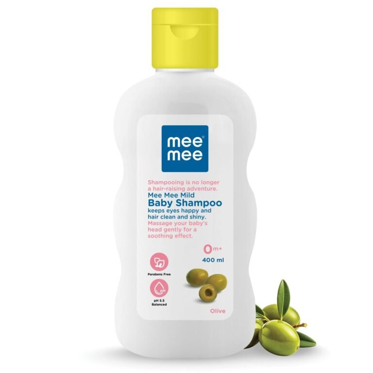 Mee Mee Gentle Baby Shampoo 400ml | For Daily Moisturizing Enriched with Olive Extracts | Tear-Free Formula Nourishes, Soothes, & Protects Sensitive Skin | Hypoallergenic, Sulfate and Paraben-Free | Skin Friendly PH