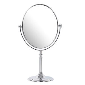 Makeup Mirror | Magnifying Mirror Makeup | Double Side Magnification | Tabletop Vanity Hand Mirrors Stand | 5X and 1X| (Men & Women-Silver)