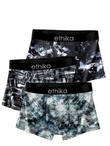 Ethika Men’s Extra Thin Elastic Underwear Long Comfortable Ice Silk Breathable Comfort Brief-Boxer-Trunks Imported Material Multicolour