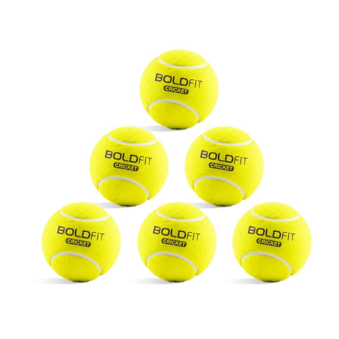 Boldfit Lightweight Rubber Tennis Balls for Court and Turf – Tournament and Cricket Ball Pack of 6