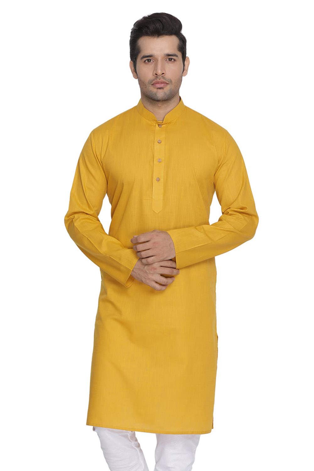 VASTRAMAY Men’s Cotton Linen Blend Kurta