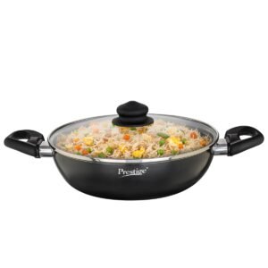 Prestige Omega Deluxe Non-Stick Kadhai | 2.4 litres | Black | Induction Base | Non-Stick Granite Finish | Scratch Resistant | Dishwasher Safe | Metal Spoon Friendly