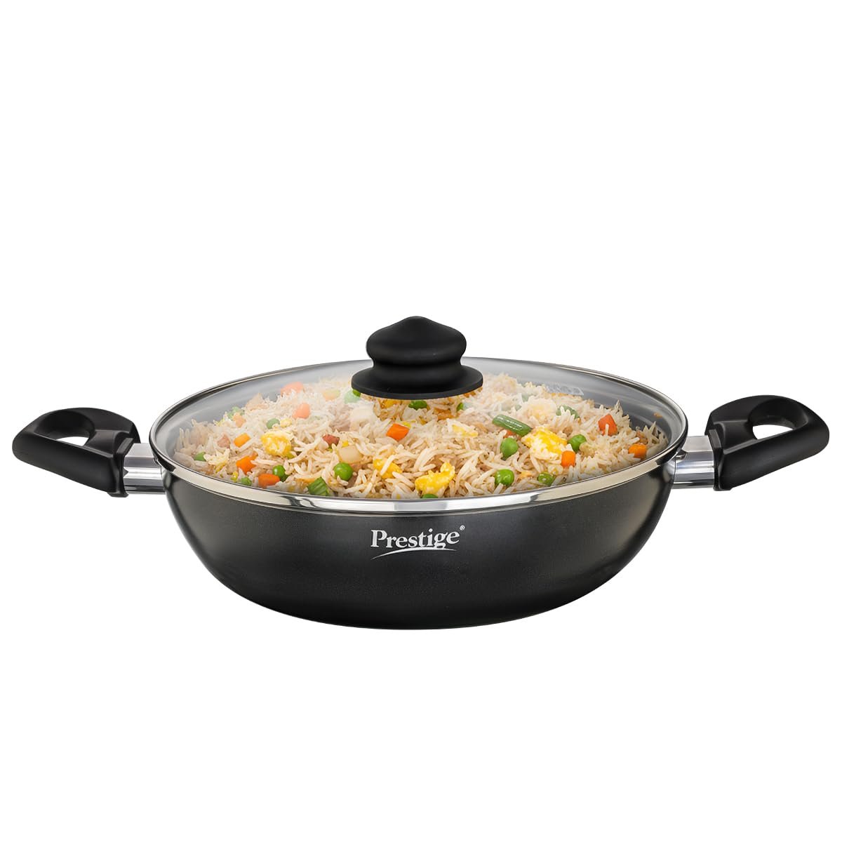 Prestige Omega Deluxe Non-Stick Kadhai | 2.4 litres | Black | Induction Base | Non-Stick Granite Finish | Scratch Resistant | Dishwasher Safe | Metal Spoon Friendly